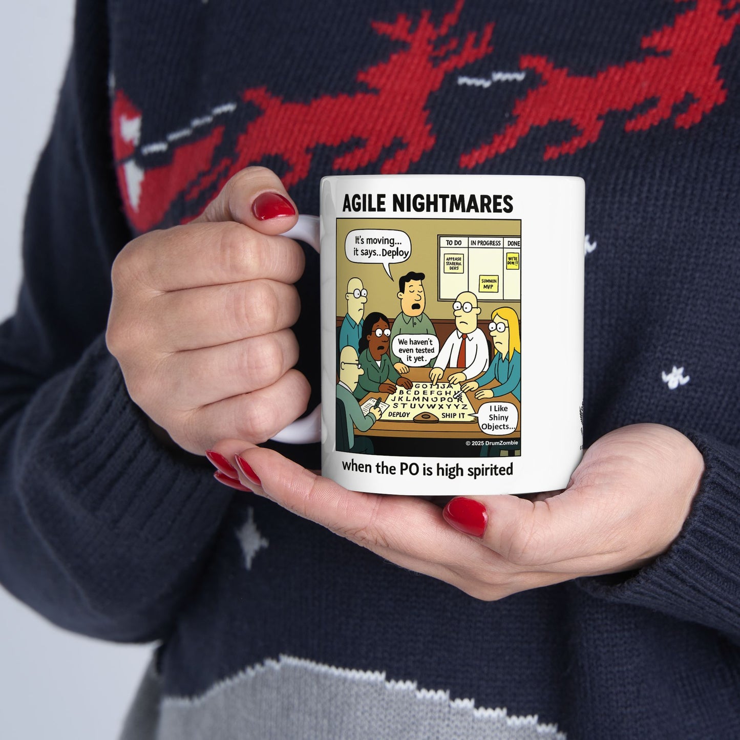 Agile Nightmares Mug – When the PO is High Spirited | Scrum Humor Gift