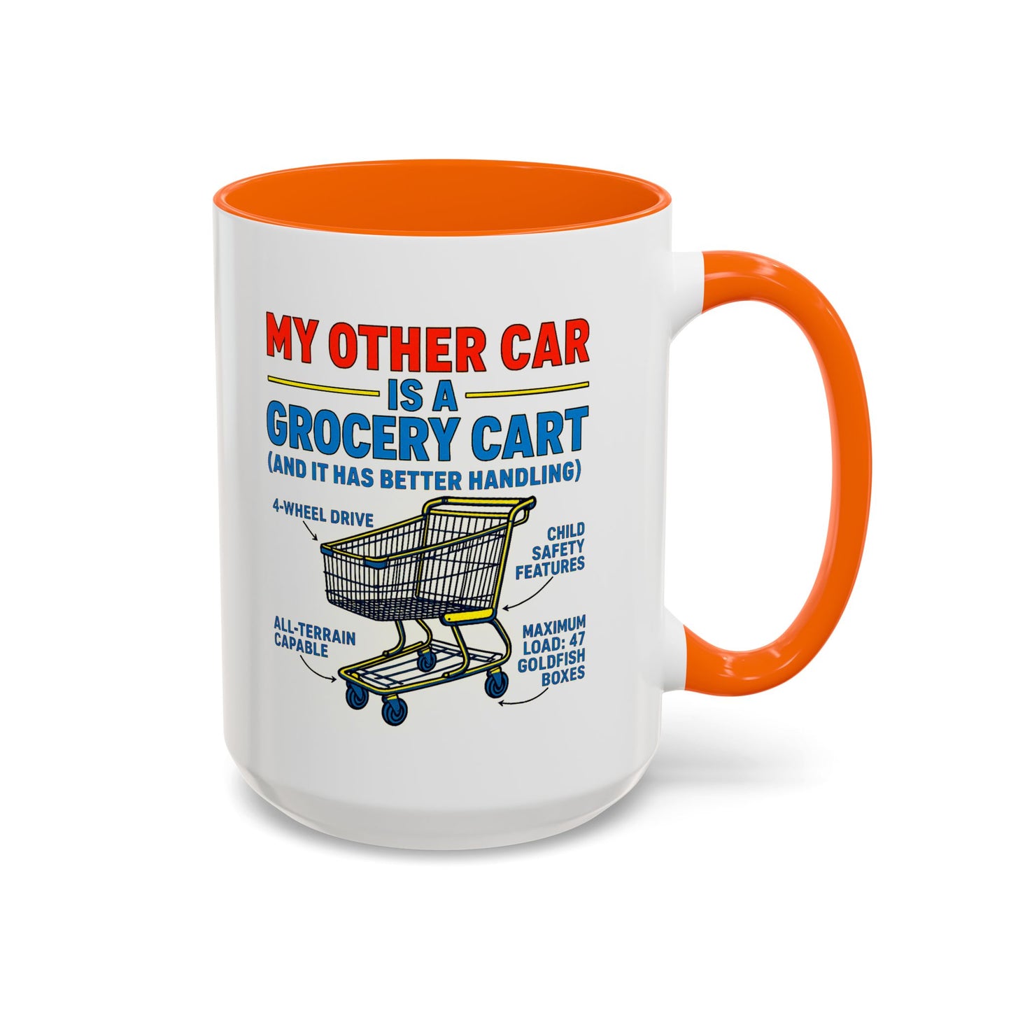 Funny Grocery Cart Mug, Humorous Coffee Cup for Car Lovers, Unique Gift for Him/Her, Great for Birthdays and Holidays