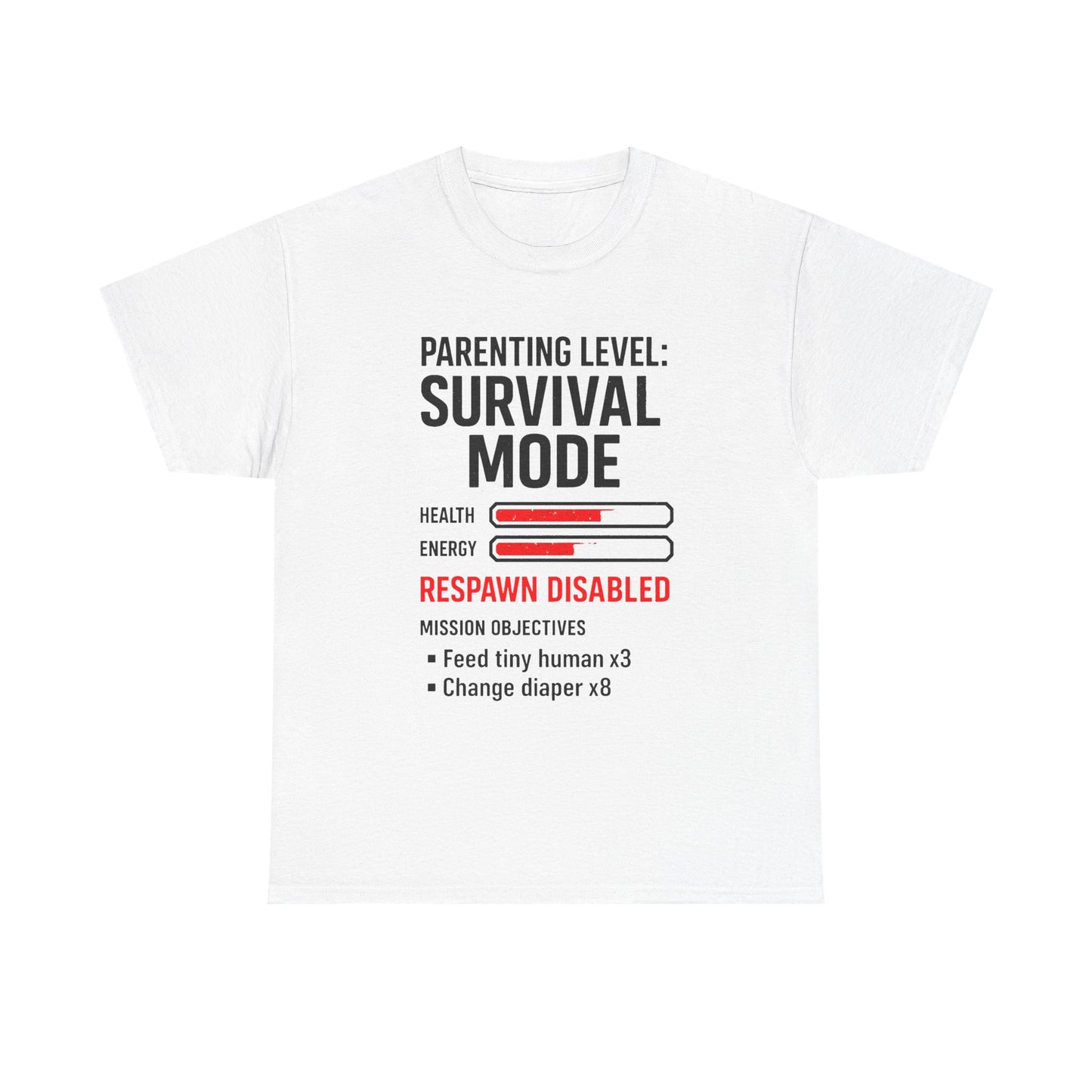 Parenting Level: Survival Mode Shirt – Funny Gift for New Dads, Tired Moms, Baby Showers & Gamer Parents