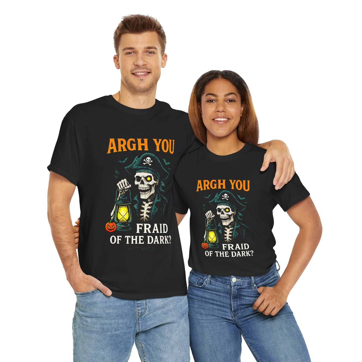 Captain Thatchbone Skeleton Pirate Halloween Shirt - "Argh You Fraid of the Dark?" Cursed Lantern Tee