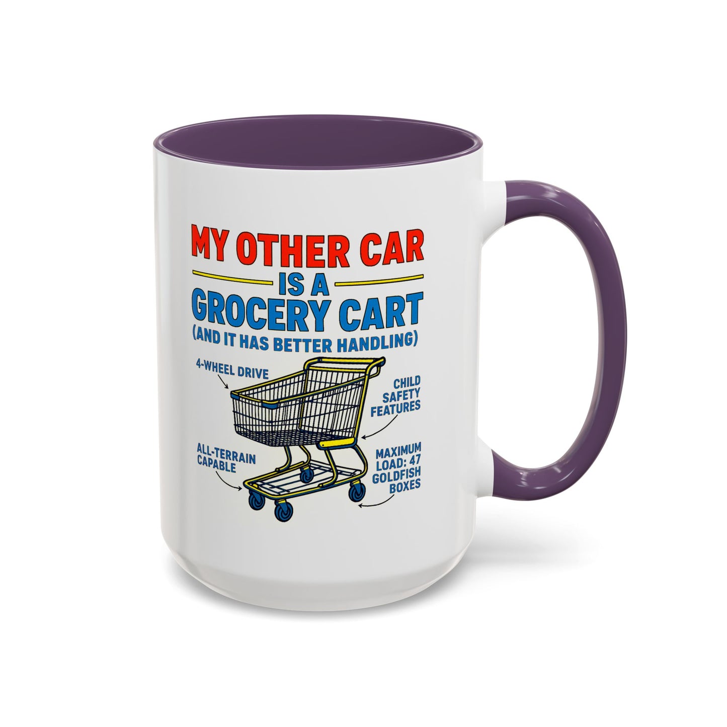 Funny Grocery Cart Mug, Humorous Coffee Cup for Car Lovers, Unique Gift for Him/Her, Great for Birthdays and Holidays