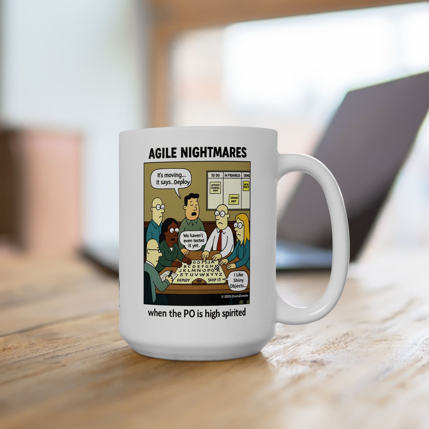 Agile Nightmares Mug – When the PO is High Spirited | Scrum Humor Gift