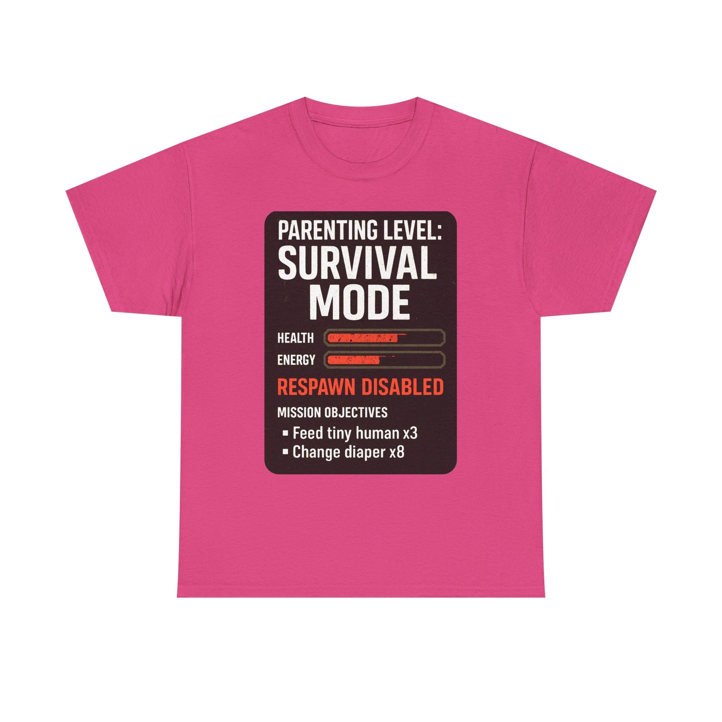 Parenting Level: Survival Mode Shirt – Funny Gift for New Dads, Tired Moms, Baby Showers & Gamer Parents