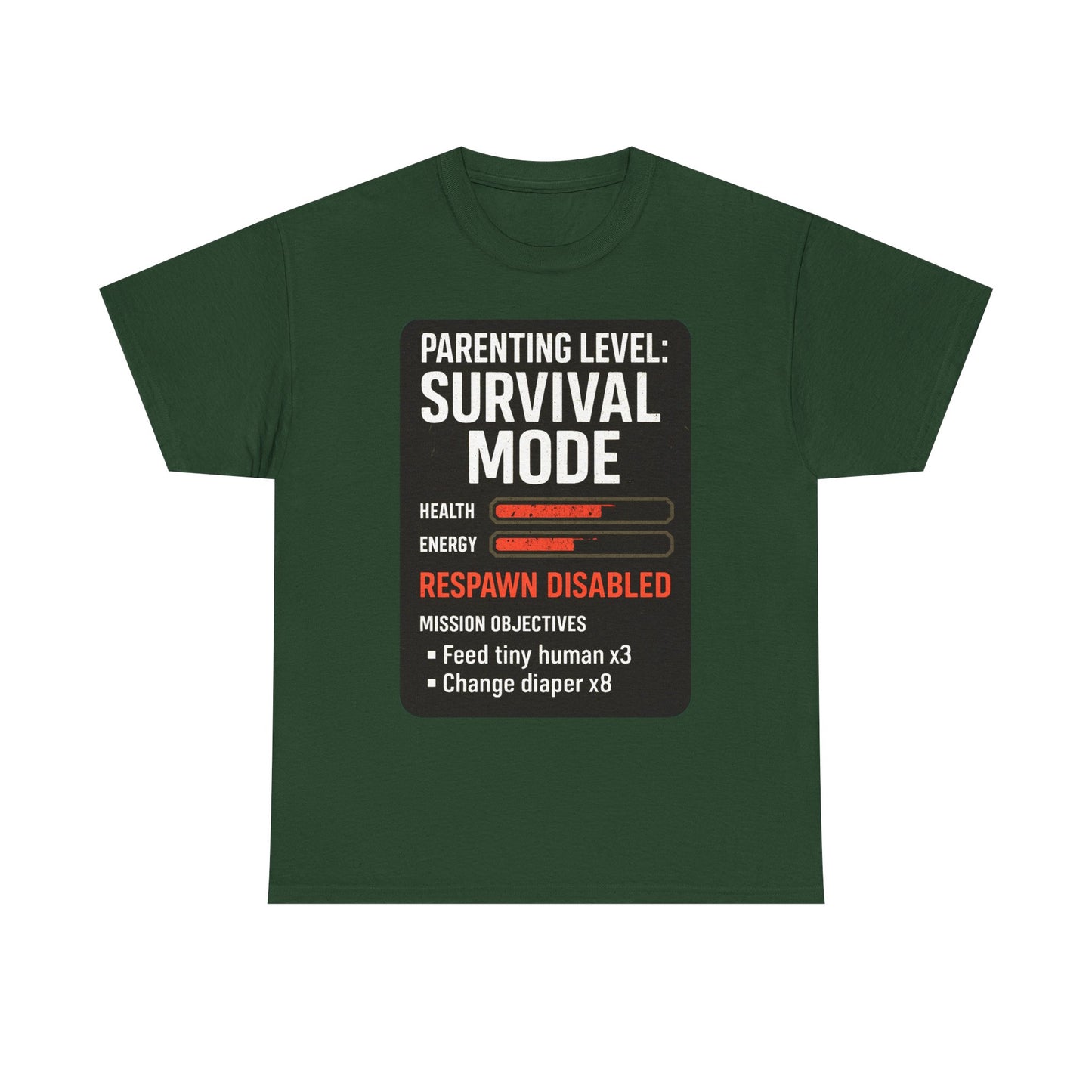 Parenting Level: Survival Mode Shirt – Funny Gift for New Dads, Tired Moms, Baby Showers & Gamer Parents