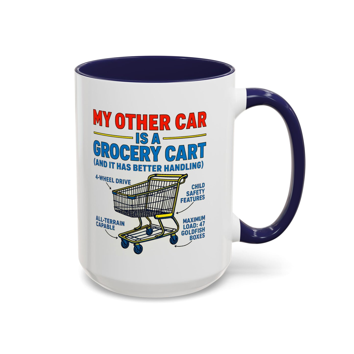 Funny Grocery Cart Mug, Humorous Coffee Cup for Car Lovers, Unique Gift for Him/Her, Great for Birthdays and Holidays