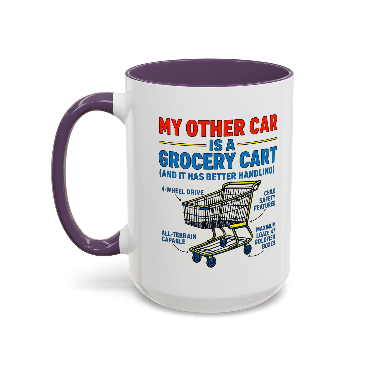 Funny Grocery Cart Mug, Humorous Coffee Cup for Car Lovers, Unique Gift for Him/Her, Great for Birthdays and Holidays