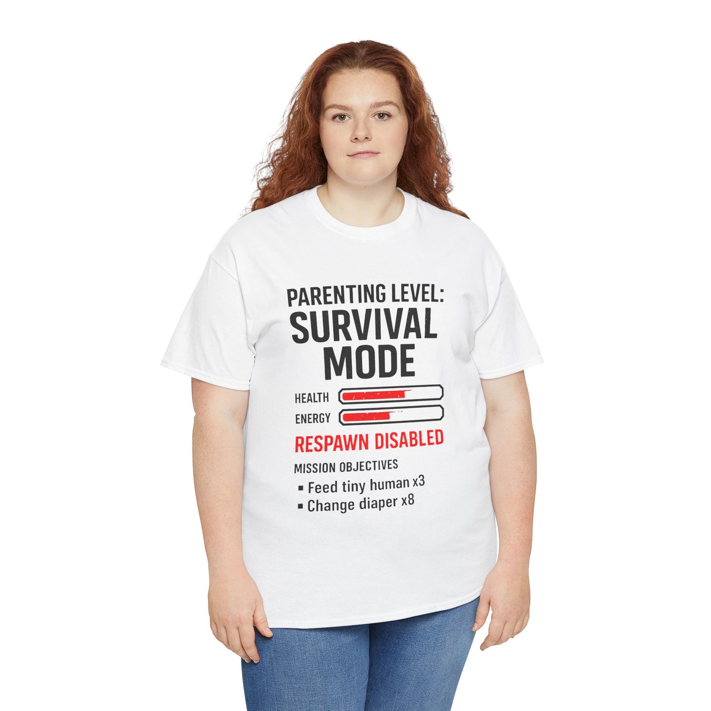 Parenting Level: Survival Mode Shirt – Funny Gift for New Dads, Tired Moms, Baby Showers & Gamer Parents