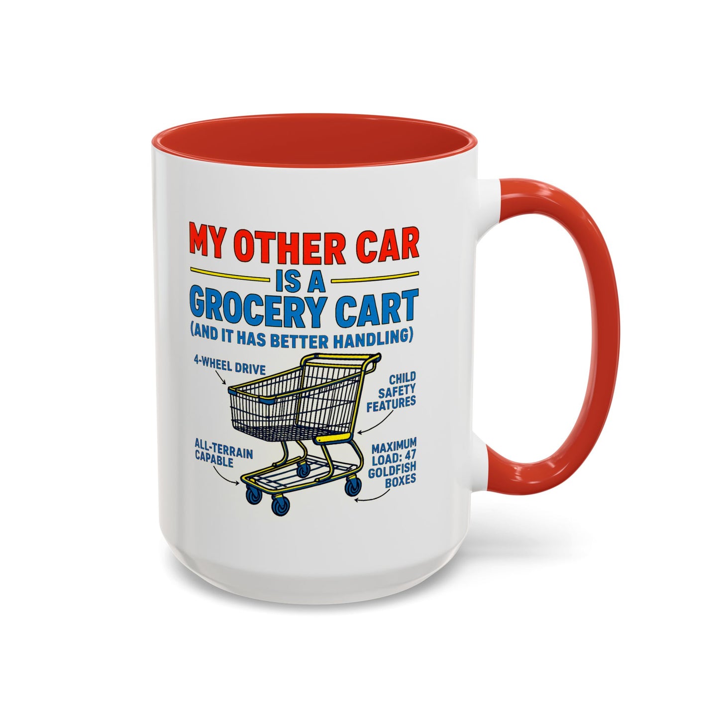 Funny Grocery Cart Mug, Humorous Coffee Cup for Car Lovers, Unique Gift for Him/Her, Great for Birthdays and Holidays