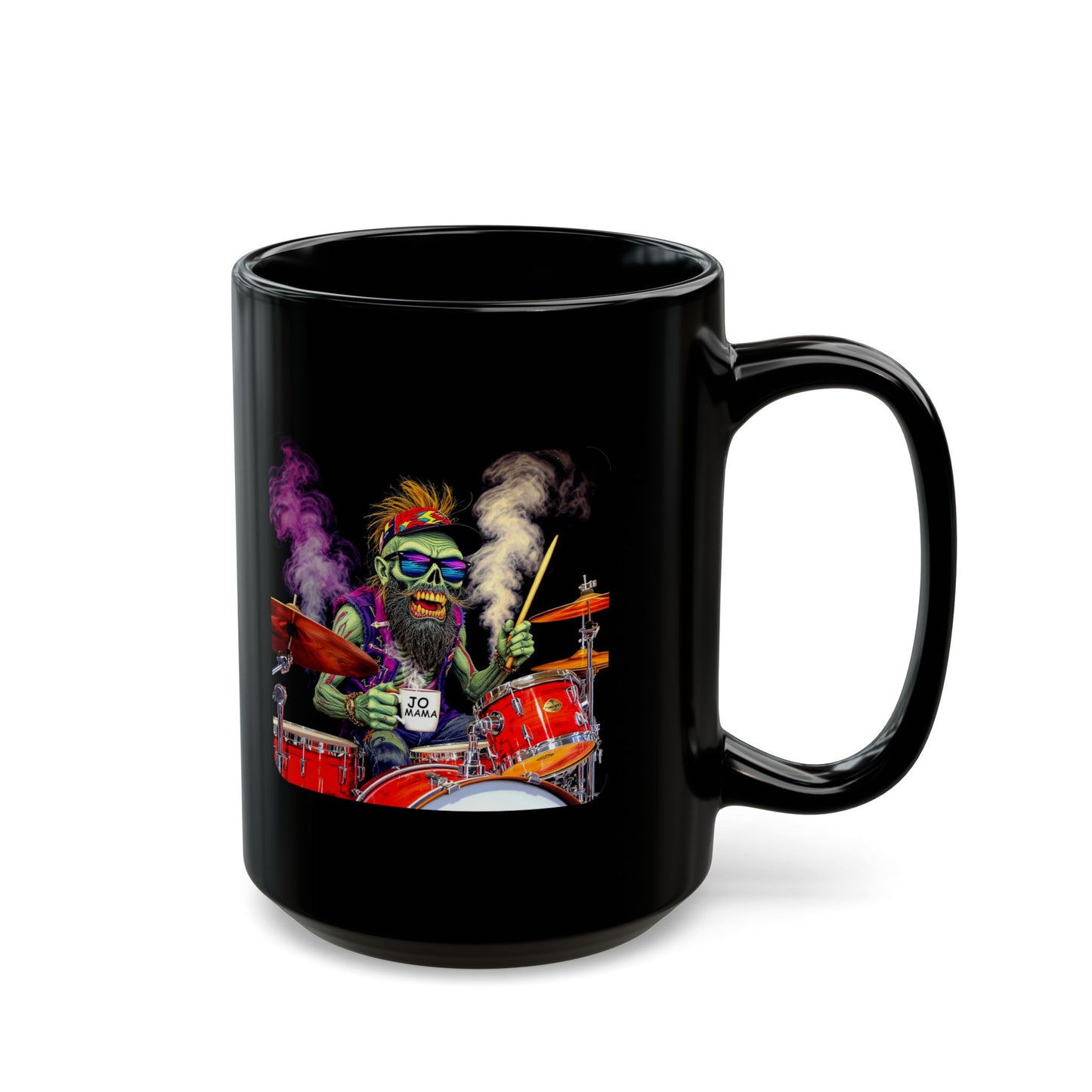 Psychedelic Zombie Drummer Mug – Funny Gift for Music Lovers