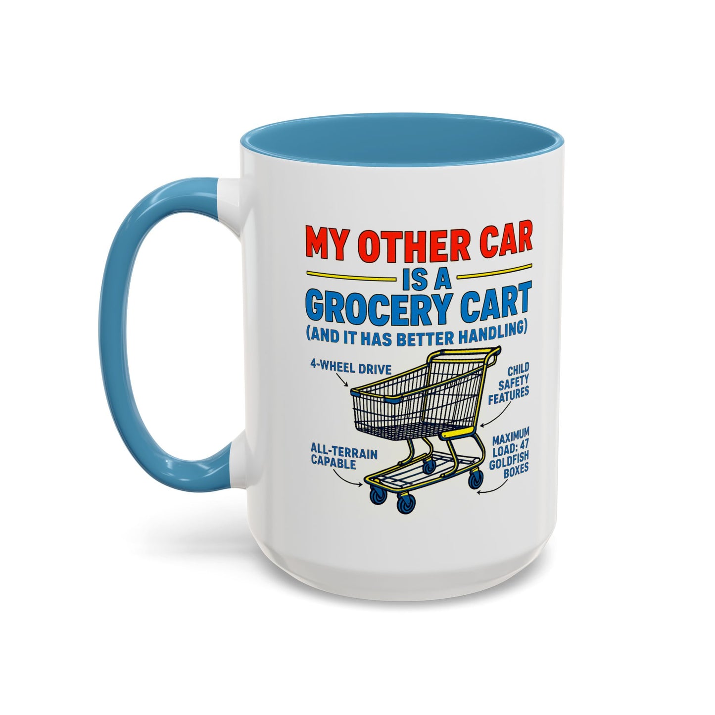 Funny Grocery Cart Mug, Humorous Coffee Cup for Car Lovers, Unique Gift for Him/Her, Great for Birthdays and Holidays