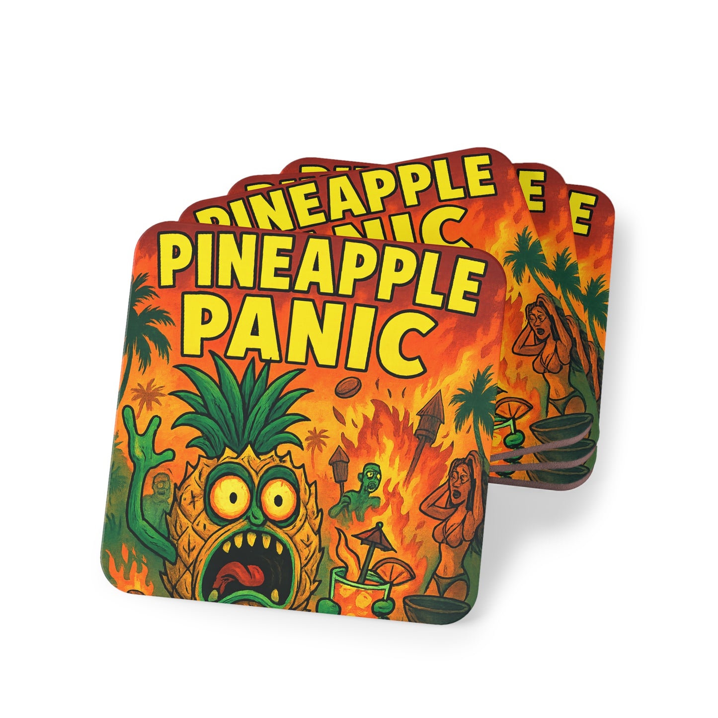 Pineapple Panic Coasters - Fun Tropical Drinkware, Kitchen Décor, Party Essentials, Summer Vibes, Gift for Beach Lovers