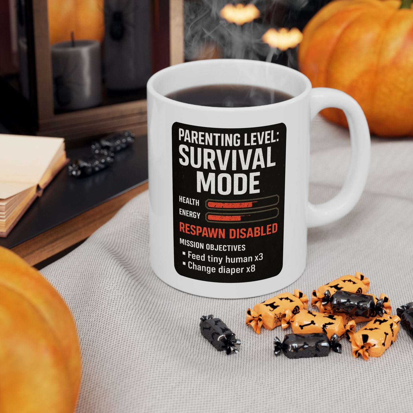 Parenting Survival Mode Mug – Funny Gamer Gift for Mom or Dad 11oz and 15oz