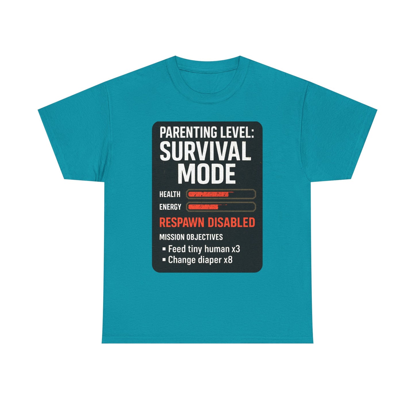 Parenting Level: Survival Mode Shirt – Funny Gift for New Dads, Tired Moms, Baby Showers & Gamer Parents