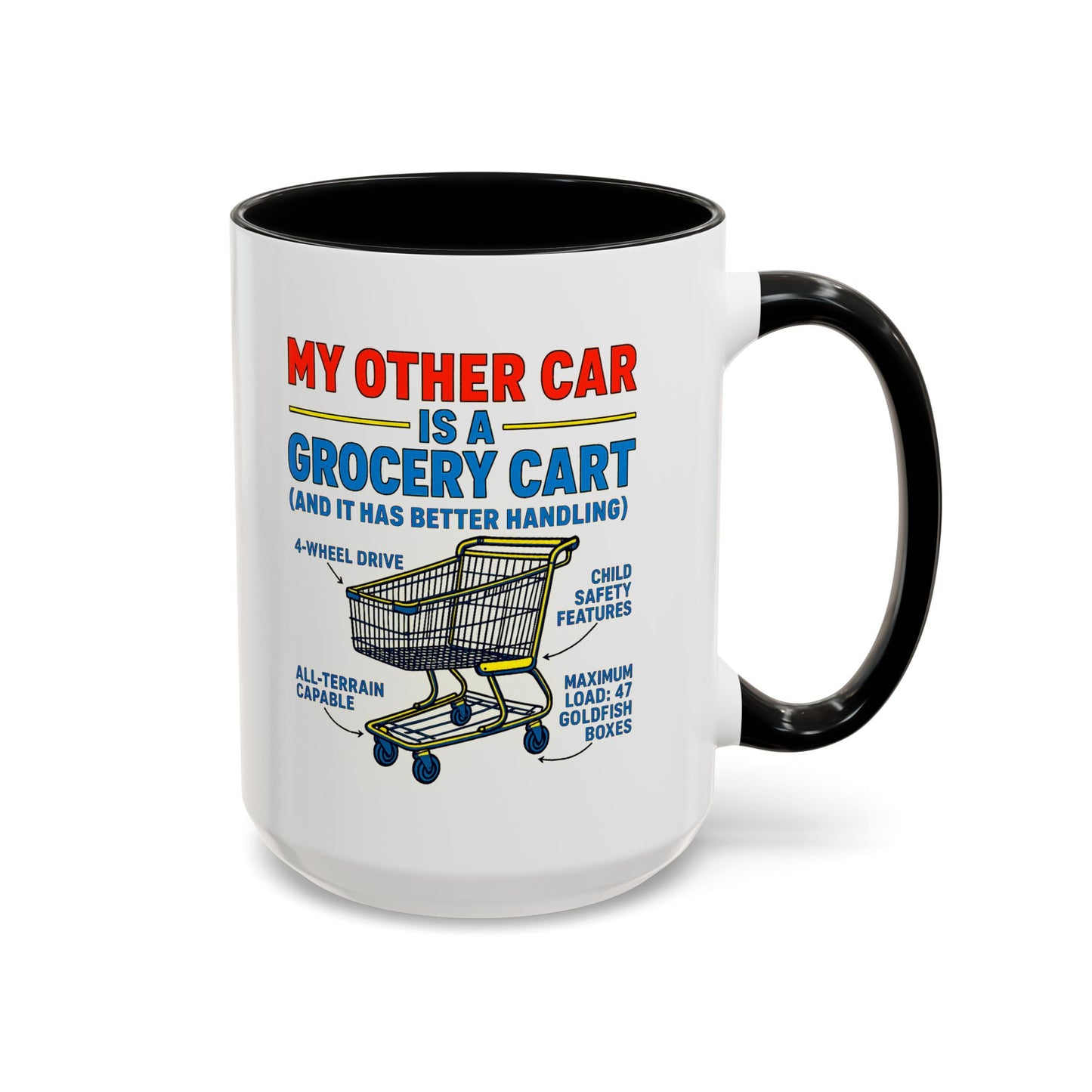 Funny Grocery Cart Mug, Humorous Coffee Cup for Car Lovers, Unique Gift for Him/Her, Great for Birthdays and Holidays