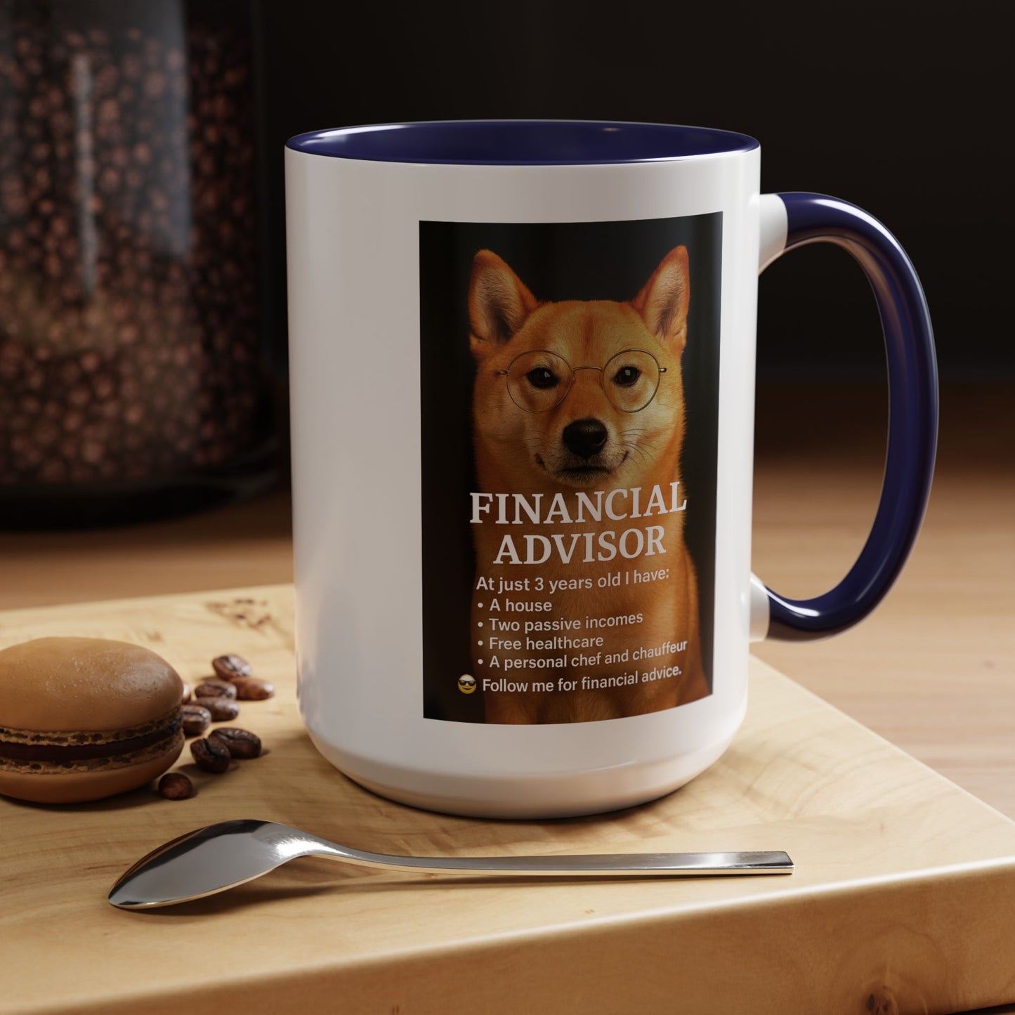 Charming Financial Advisor Dog Mug | Fun Office Gift, Coffee Lover Essential, Cute Shiba Inu Tea Cup, Ideal for Birthdays, Holidays, Work