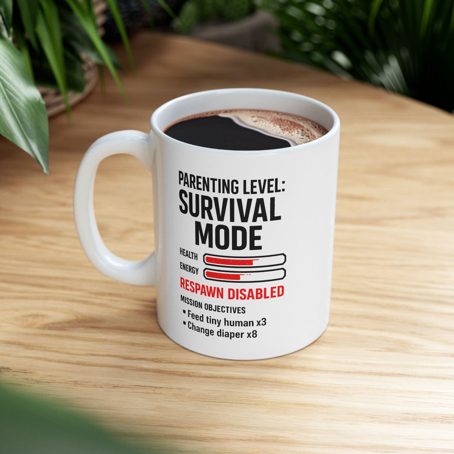 Parenting Survival Mode Mug – Funny Gamer Gift for Mom or Dad 11oz and 15oz