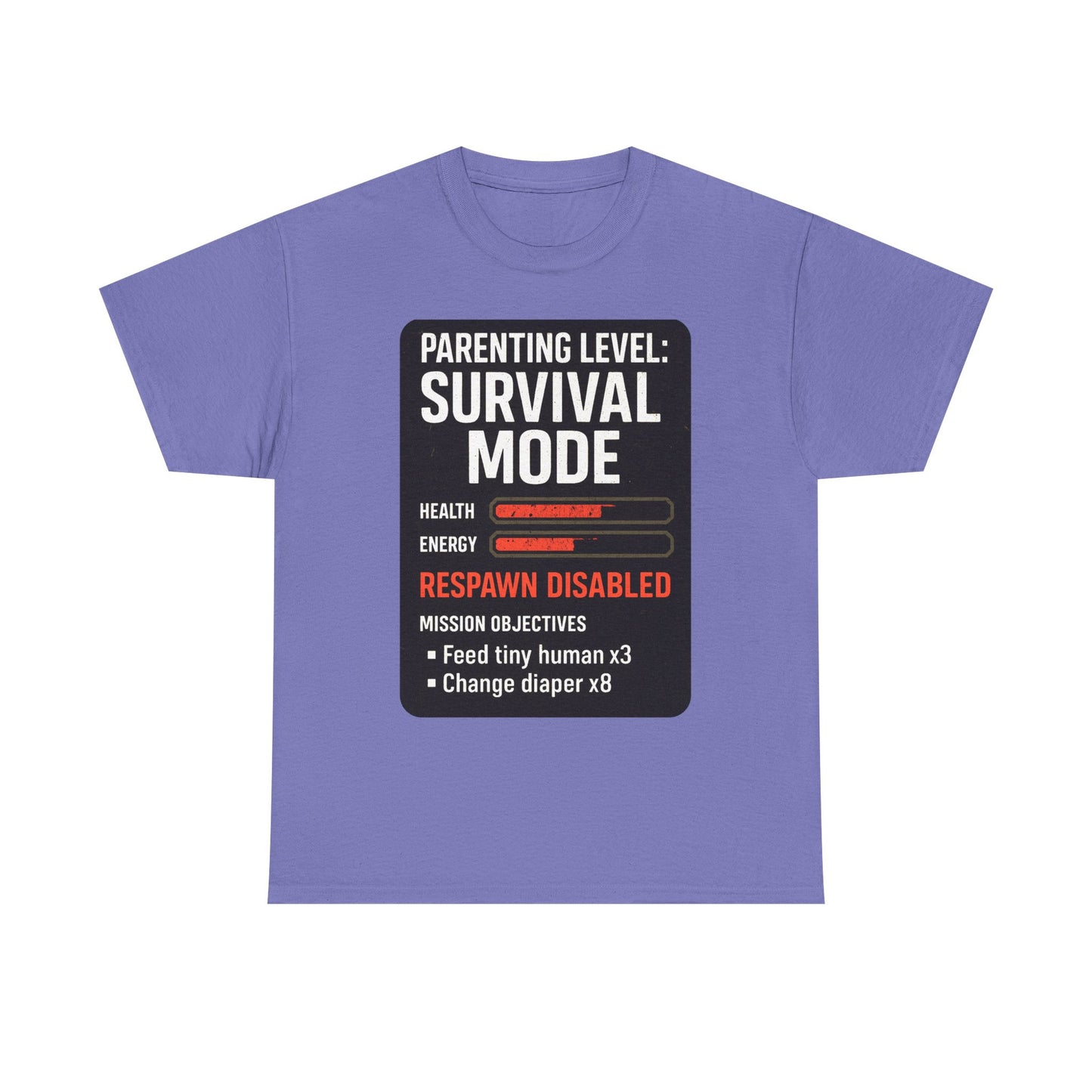 Parenting Level: Survival Mode Shirt – Funny Gift for New Dads, Tired Moms, Baby Showers & Gamer Parents