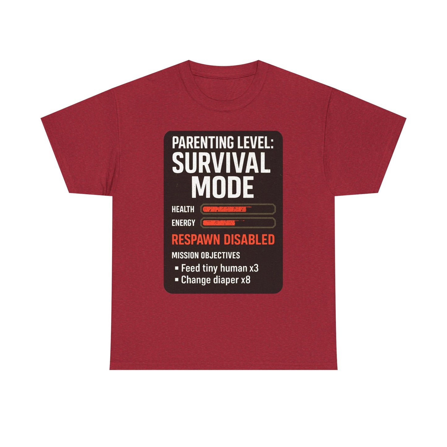 Parenting Level: Survival Mode Shirt – Funny Gift for New Dads, Tired Moms, Baby Showers & Gamer Parents