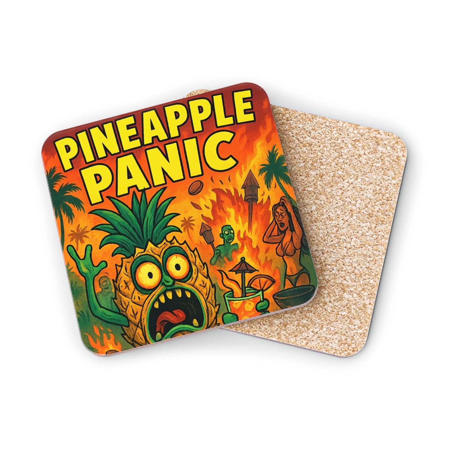 Pineapple Panic Coasters - Fun Tropical Drinkware, Kitchen Décor, Party Essentials, Summer Vibes, Gift for Beach Lovers