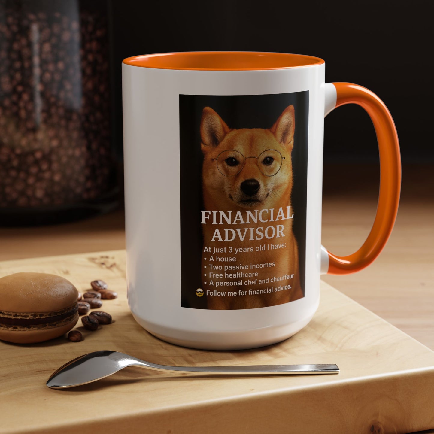 Charming Financial Advisor Dog Mug | Fun Office Gift, Coffee Lover Essential, Cute Shiba Inu Tea Cup, Ideal for Birthdays, Holidays, Work
