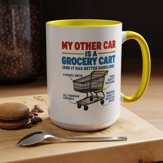 Funny Grocery Cart Mug, Humorous Coffee Cup for Car Lovers, Unique Gift for Him/Her, Great for Birthdays and Holidays