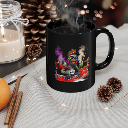 Psychedelic Zombie Drummer Mug – Funny Gift for Music Lovers