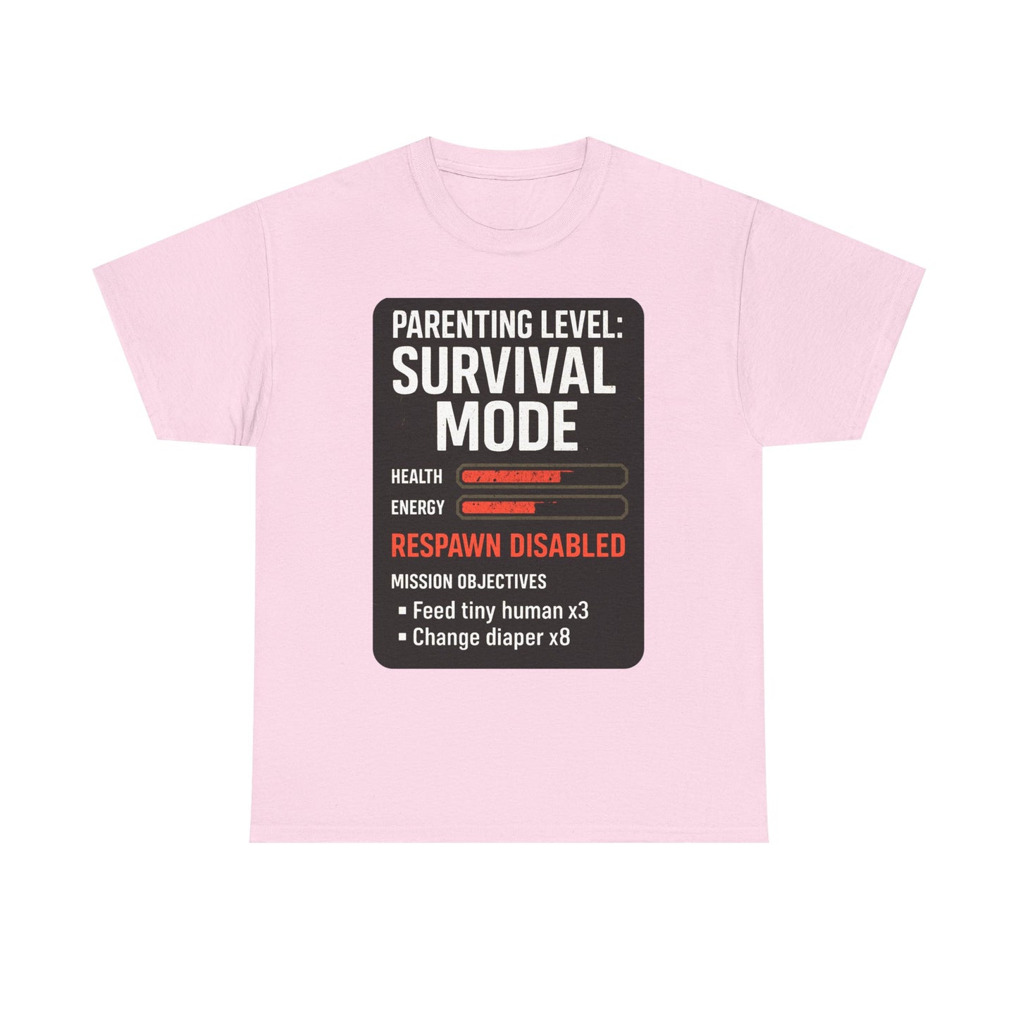 Parenting Level: Survival Mode Shirt – Funny Gift for New Dads, Tired Moms, Baby Showers & Gamer Parents