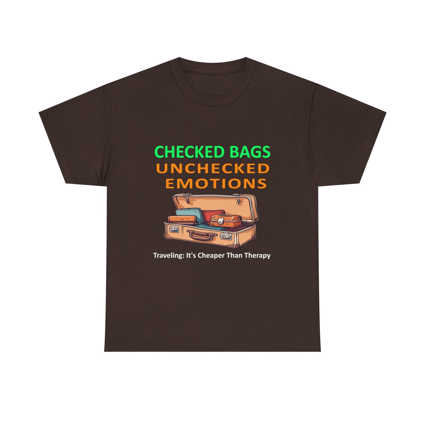 Travel Therapy Tee: Checked Bags Unchecked Emotions | DrumZombie