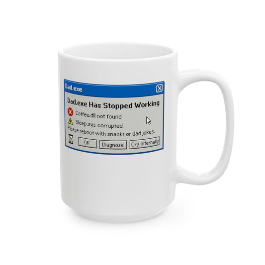 Funny Dad Error Message Ceramic Mug - Perfect Father's Day Gift, Geeky Coffee Cup, Programmer Humor, Office Decor, Birthday Present