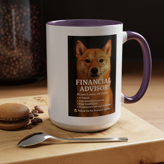 Charming Financial Advisor Dog Mug | Fun Office Gift, Coffee Lover Essential, Cute Shiba Inu Tea Cup, Ideal for Birthdays, Holidays, Work