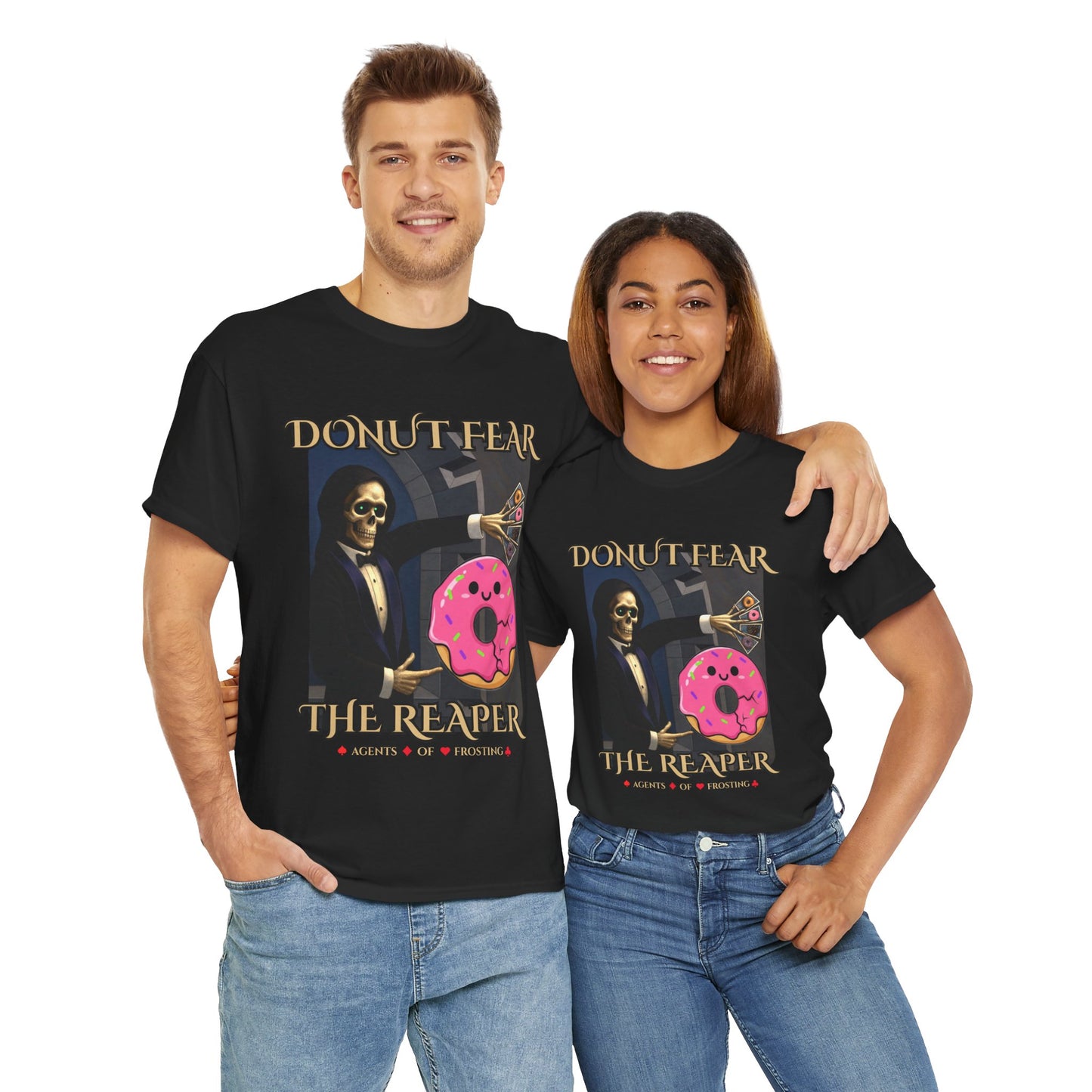 Donut Fear The Reaper T-Shirt | Funny Grim Reaper Shirt | Humor Graphic Tee | DrumZombie Brand