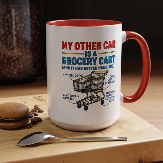 Funny Grocery Cart Mug, Humorous Coffee Cup for Car Lovers, Unique Gift for Him/Her, Great for Birthdays and Holidays