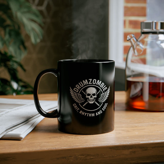 Psychedelic Zombie Drummer Mug – Funny Gift for Music Lovers