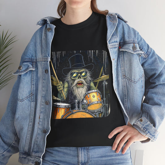 DrumZombie Top Hat Drummer Tee – Gift for Musicians & Rock Fans