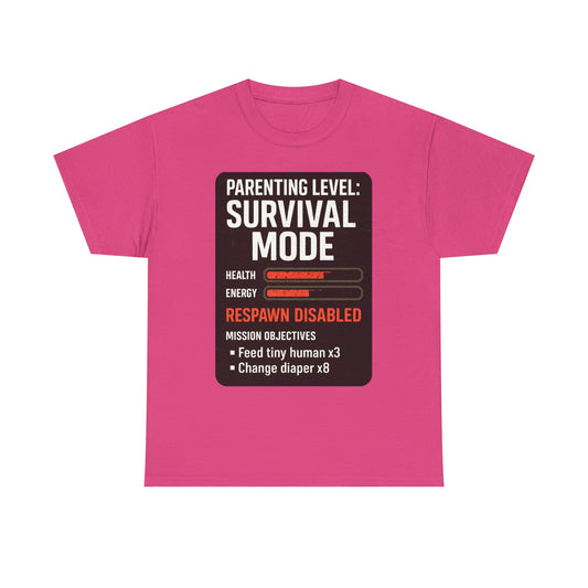 Parenting Level: Survival Mode Shirt – Funny Gift for New Dads, Tired Moms, Baby Showers & Gamer Parents