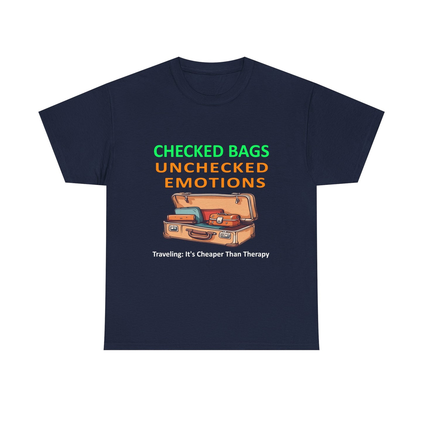 Travel Therapy Tee: Checked Bags Unchecked Emotions | DrumZombie