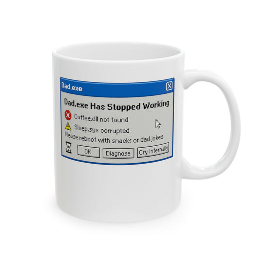 Funny Dad Error Message Ceramic Mug - Perfect Father's Day Gift, Geeky Coffee Cup, Programmer Humor, Office Decor, Birthday Present