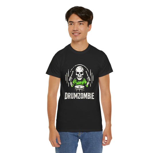 DrumZombie Unisex Tee – Funny Skeleton Drummer Shirt for Musicians & Rock Fans