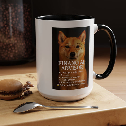 Charming Financial Advisor Dog Mug | Fun Office Gift, Coffee Lover Essential, Cute Shiba Inu Tea Cup, Ideal for Birthdays, Holidays, Work