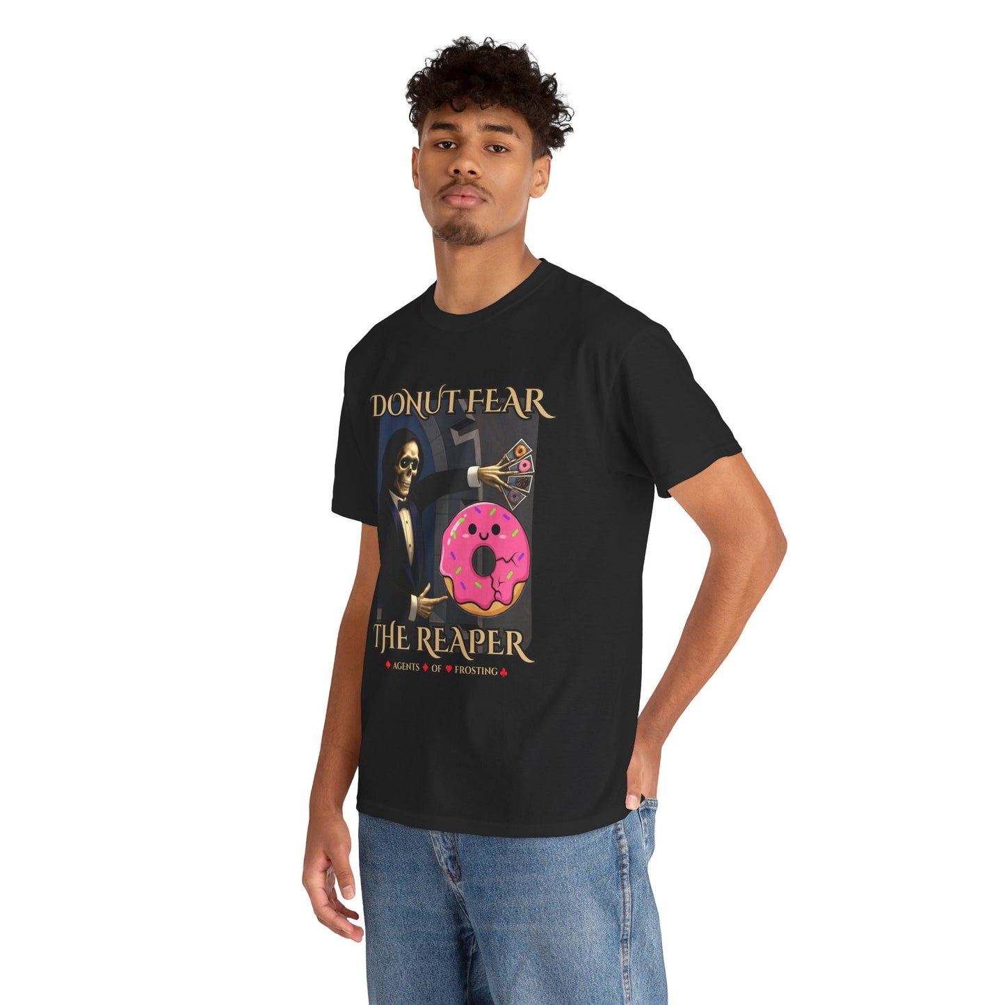 Donut Fear The Reaper T-Shirt | Funny Grim Reaper Shirt | Humor Graphic Tee | DrumZombie Brand
