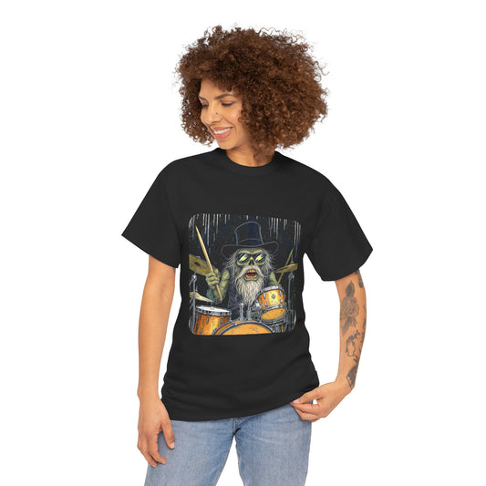DrumZombie Top Hat Drummer Tee – Gift for Musicians & Rock Fans