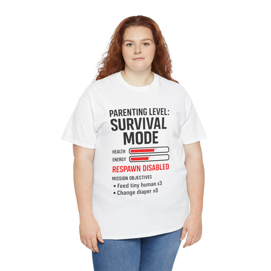 Parenting Level: Survival Mode Shirt – Funny Gift for New Dads, Tired Moms, Baby Showers & Gamer Parents