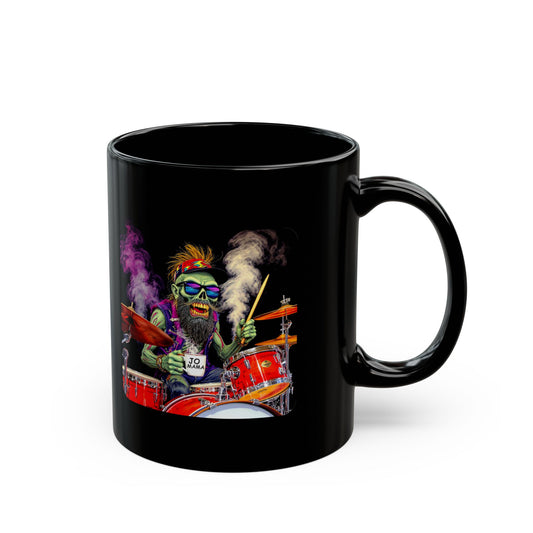 Psychedelic Zombie Drummer Mug – Funny Gift for Music Lovers