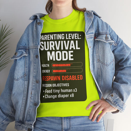 Parenting Level: Survival Mode Shirt – Funny Gift for New Dads, Tired Moms, Baby Showers & Gamer Parents
