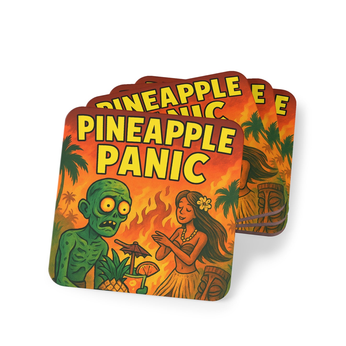 Tropical Coasters - Pineapple Panic Decor, Funky Drink Coasters, Perfect for Parties, Barware, Summer Gatherings