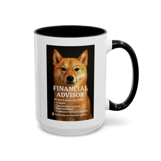 Charming Financial Advisor Dog Mug | Fun Office Gift, Coffee Lover Essential, Cute Shiba Inu Tea Cup, Ideal for Birthdays, Holidays, Work