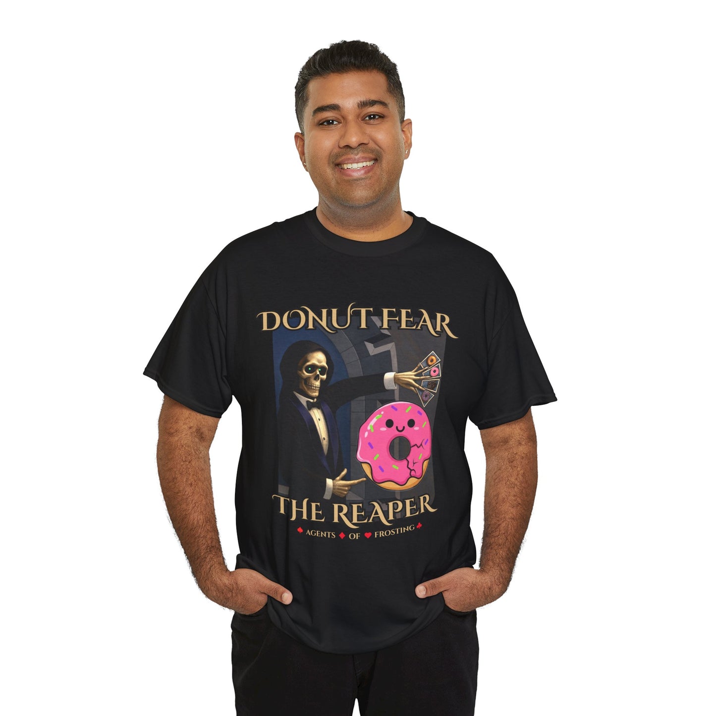 Donut Fear The Reaper T-Shirt | Funny Grim Reaper Shirt | Humor Graphic Tee | DrumZombie Brand