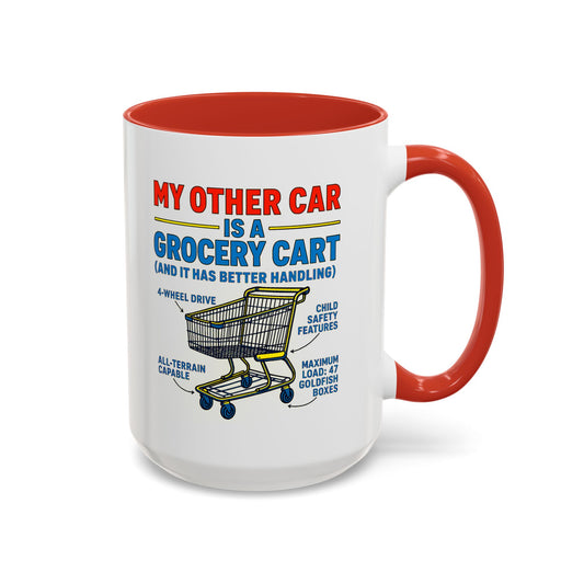 Funny Grocery Cart Mug, Humorous Coffee Cup for Car Lovers, Unique Gift for Him/Her, Great for Birthdays and Holidays