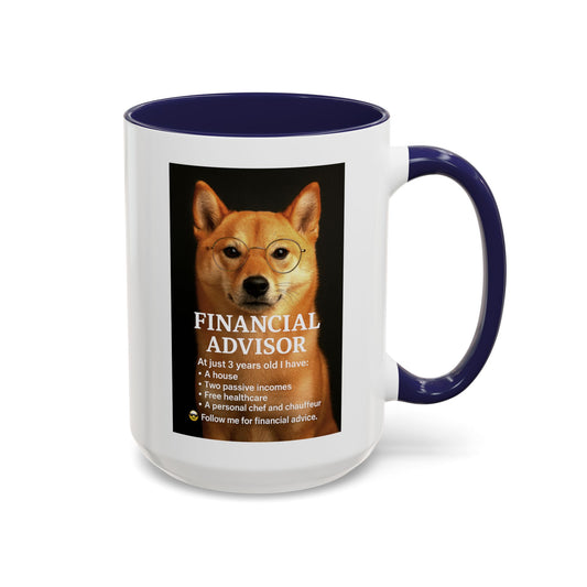 Charming Financial Advisor Dog Mug | Fun Office Gift, Coffee Lover Essential, Cute Shiba Inu Tea Cup, Ideal for Birthdays, Holidays, Work