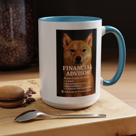 Charming Financial Advisor Dog Mug | Fun Office Gift, Coffee Lover Essential, Cute Shiba Inu Tea Cup, Ideal for Birthdays, Holidays, Work